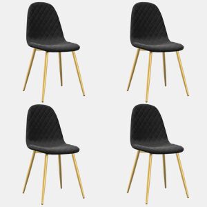 vidaXL Cadeiras de jantar 4 pcs veludo preto