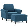 vidaXL Poltrona com apoio de pés 60 cm veludo azul