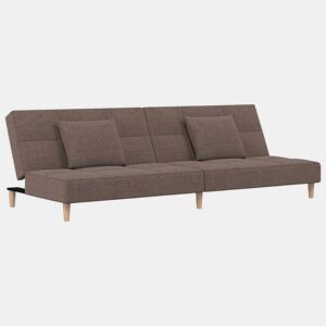 vidaXL Sofá-cama 2 lugares c duas almofadas tecido cinza-acastanhado