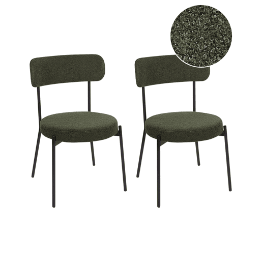 Conjunto de 2 cadeiras de jantar ALLISON Bouclé Verde escuro