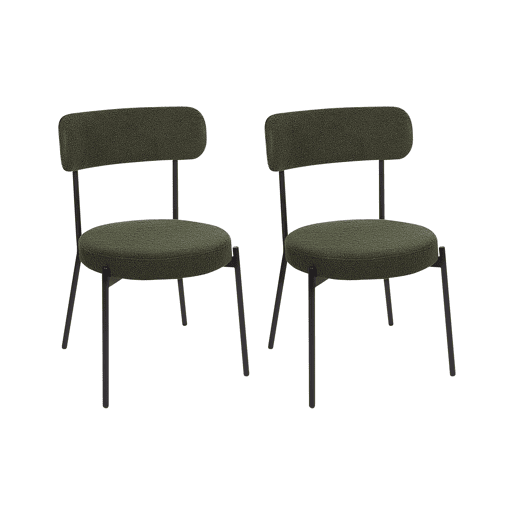 Conjunto de 2 cadeiras de jantar ALLISON Bouclé Verde escuro
