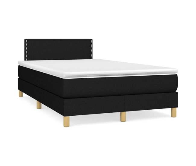 Cama box spring con colchón tela negro 120x200 cm liso con clavos