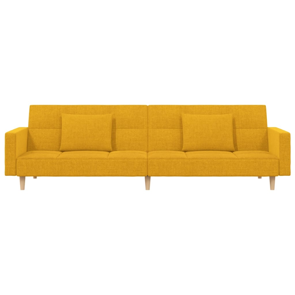 Sofá cama de 2 plazas con dos almohadas tela Amarillo