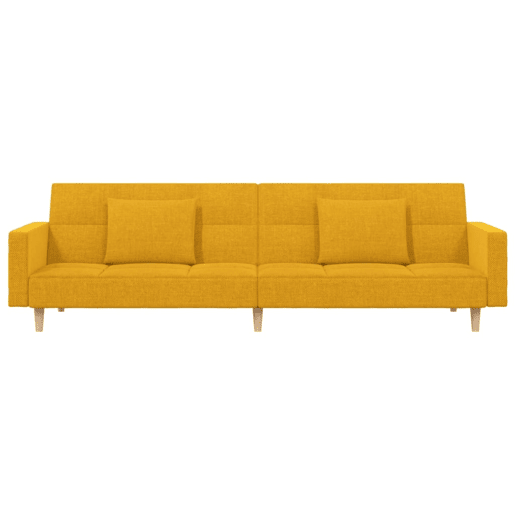 vidaXL Sofá-cama 2 lugares com duas almofadas tecido amarelo vidaXL Sofá-cama 2 lugares com duas almofadas tecido amarelo