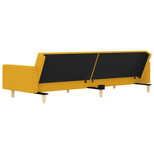 vidaXL Sofá-cama 2 lugares com duas almofadas tecido amarelo vidaXL Sofá-cama 2 lugares com duas almofadas tecido amarelo