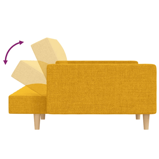 vidaXL Sofá-cama 2 lugares com duas almofadas tecido amarelo vidaXL Sofá-cama 2 lugares com duas almofadas tecido amarelo