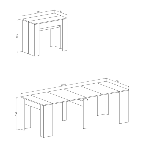 Mesa de consola extensível com efeito madeira