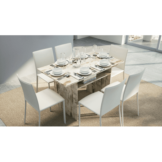 Mesa de consola extensível com efeito madeira