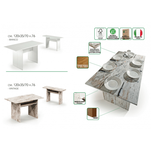 Mesa de consola extensível com efeito madeira
