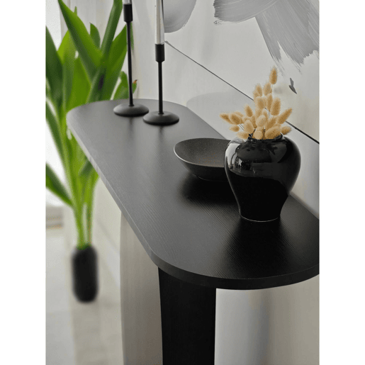 Console com efeito madeira