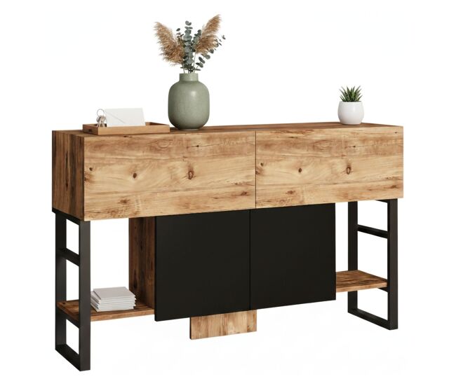Console com efeito madeira