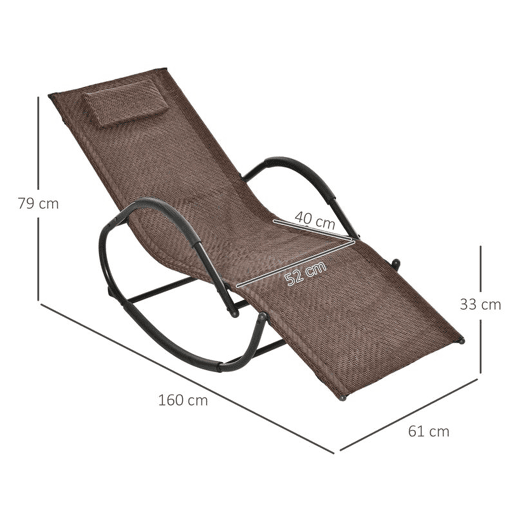 Outsunny Conjunto de 2 Espreguiçadeiras de Balanço para Exterior com Apoio de Braço Apoio de Cabeça e Efeito de Vime Carga 160 kg para Jardim Terraço 160x61x79 cm Marrom