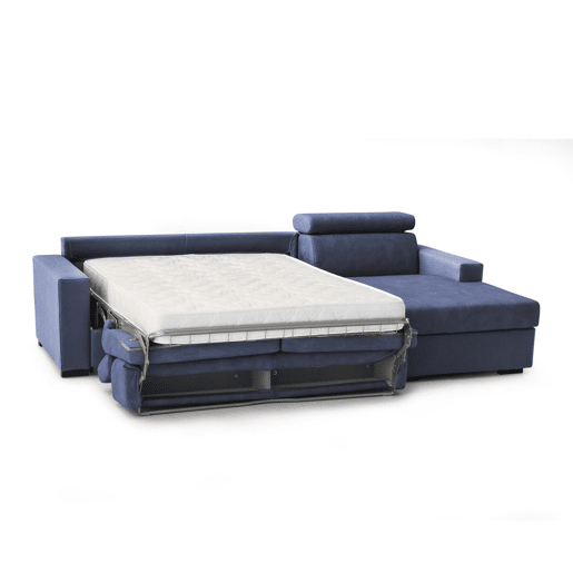 Sofá cama com península de tecido
