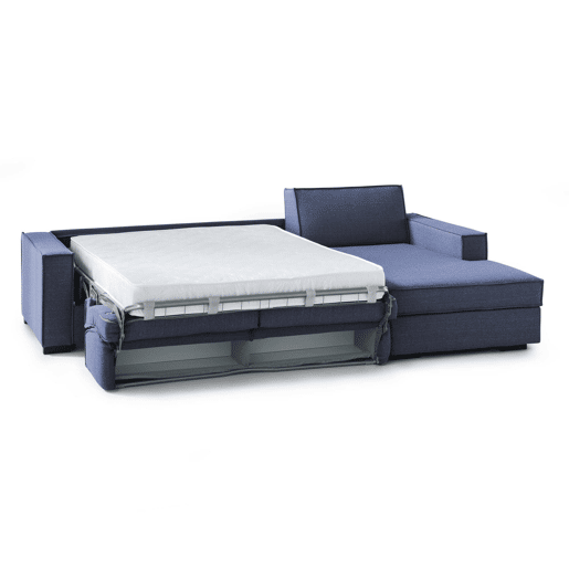 Sofá cama com península de tecido