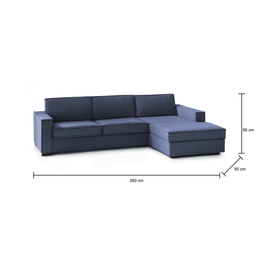 Sofá cama com península de tecido