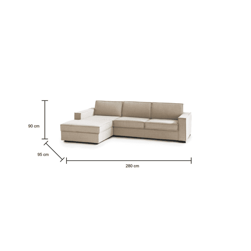Sofá cama com península de tecido Sofá cama com península de tecido