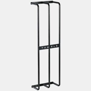 HOMCOM Toalheiro de Casa de Banho Toalheiro de Parede com 3 Barras e Estrutura de Metal Suporte para Toalhas 21x12x74 cm Preto