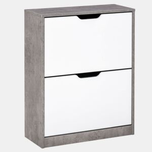HOMCOM Sapateira Moderna Móvel Sapateira de Entrada com 2 Prateleiras Abatíveis para 8 Pares de Sapatos Sapateira Estreita para Corredor Entrada 62,5x26x81 cm Cinza