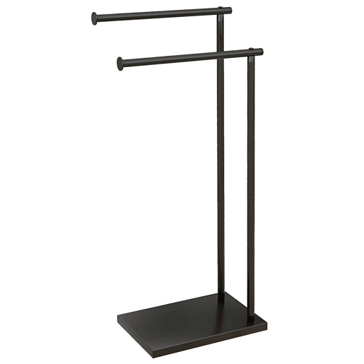 HOMCOM Toalheiro de Pé de 2 Níveis Toalheiro Casa de Banho com 2 Barras e Estrutura de Metal Toalheiro Moderno em Forma de L 35,5x20x78 cm Preto