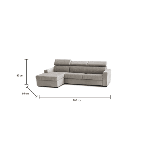 Sofá cama com península de tecido