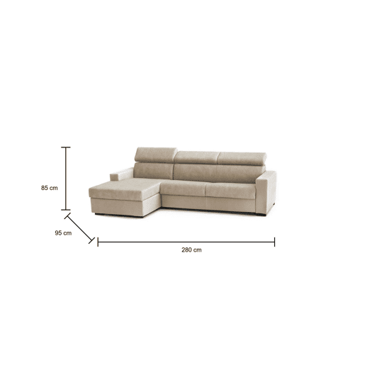 Sofá cama com península de tecido Sofá cama com península de tecido