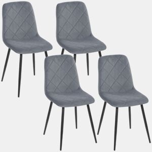 HOMCOM Conjunto de 4 Cadeiras de Jantar Modernas Cadeiras de Cozinha Estofadas em Veludo com Pés de Aço para Sala de Estar 45x54x87 cm Cinza
