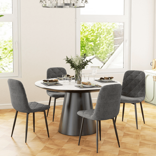 HOMCOM Conjunto de 4 Cadeiras de Jantar Modernas Cadeiras de Cozinha Estofadas em Veludo com Pés de Aço para Sala de Estar 45x54x87 cm Cinza