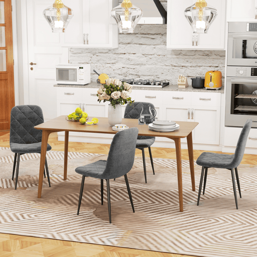 HOMCOM Conjunto de 4 Cadeiras de Jantar Modernas Cadeiras de Cozinha Estofadas em Veludo com Pés de Aço para Sala de Estar 45x54x87 cm Cinza