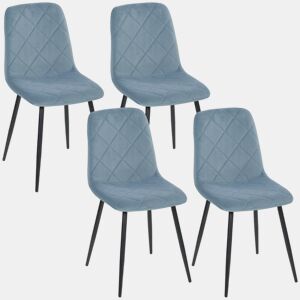 HOMCOM Conjunto de 4 Cadeiras de Jantar Modernas Cadeiras de Cozinha Estofadas em Veludo com Pés de Aço para Sala de Estar 45x54x87 cm Azul Claro