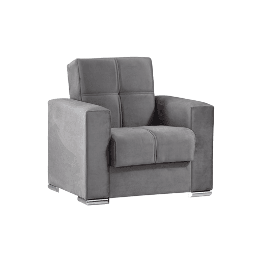 Sofá-cama Dfot, Poltrona Container para sala conversível em cama, Poltrona de relaxamento em tecido acolchoado com abertura click-clac, 94x85h91 cm, Cinza
