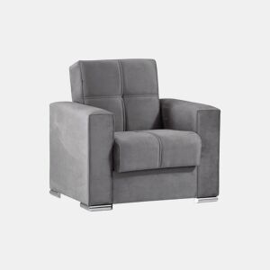 Sofá-cama Dfot, Poltrona Container para sala conversível em cama, Poltrona de relaxamento em tecido acolchoado com abertura click-clac, 94x85h91 cm, Cinza