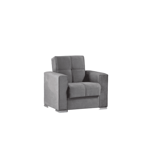 Sofá-cama Dfot, Poltrona Container para sala conversível em cama, Poltrona de relaxamento em tecido acolchoado com abertura click-clac, 94x85h91 cm, Cinza