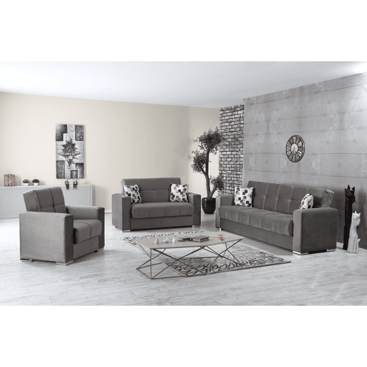 Sofá-cama Dfot, Poltrona Container para sala conversível em cama, Poltrona de relaxamento em tecido acolchoado com abertura click-clac, 94x85h91 cm, Cinza