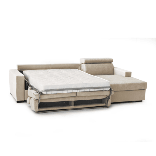 Sofá cama com península de tecido