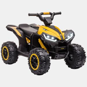 HOMCOM Quadriciclo Elétrico para Crianças de 3-5 Anos Veículo Eléctrico a Bateria 12V com 2 Motores Farol Música Velocidade Ajustável Avançar e Retroceder 83x53x55, 5cm Amarelo