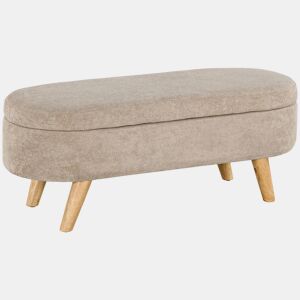 HOMCOM Banco para Pé de Cama Banco de Armazenamento com Pés de Madeira e Assento Acolchoado Carga 120 kg Puff de Armazenamento para Dormitório Entrada Corredor 110x40x43 cm Bege