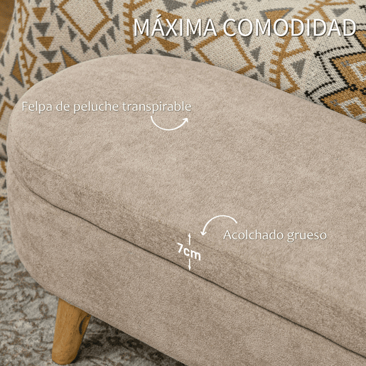 HOMCOM Banco para Pé de Cama Banco de Armazenamento com Pés de Madeira e Assento Acolchoado Carga 120 kg Puff de Armazenamento para Dormitório Entrada Corredor 110x40x43 cm Bege HOMCOM Banco para Pé de Cama Banco de Armazenamento com Pés de Madeira e Assento Acolchoado Carga 120 kg Puff de Armazenamento para Dormitório Entrada Corredor 110x40x43 cm Bege
