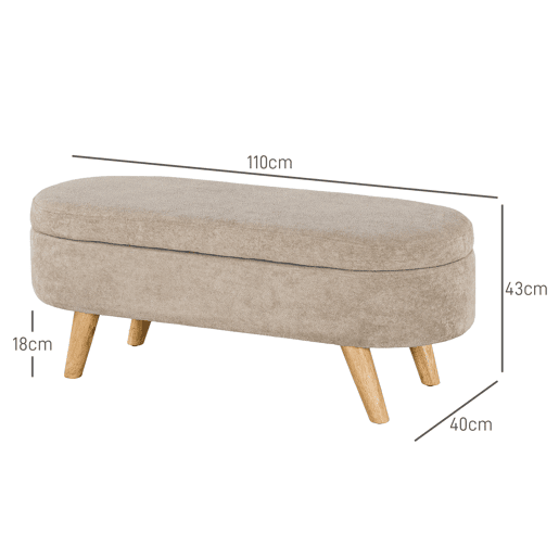 HOMCOM Banco para Pé de Cama Banco de Armazenamento com Pés de Madeira e Assento Acolchoado Carga 120 kg Puff de Armazenamento para Dormitório Entrada Corredor 110x40x43 cm Bege HOMCOM Banco para Pé de Cama Banco de Armazenamento com Pés de Madeira e Assento Acolchoado Carga 120 kg Puff de Armazenamento para Dormitório Entrada Corredor 110x40x43 cm Bege