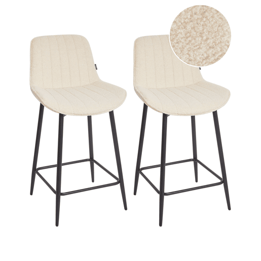 Conjunto de 2 bancos de bar DUBROVNIK Bouclé Creme claro