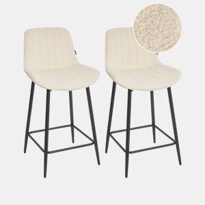 Conjunto de 2 bancos de bar DUBROVNIK Bouclé Creme claro