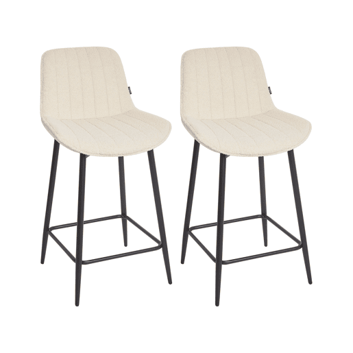 Conjunto de 2 bancos de bar DUBROVNIK Bouclé Creme claro
