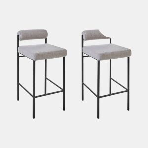 Conjunto de 2 bancos de bar AMAYA Bouclé Cinzento