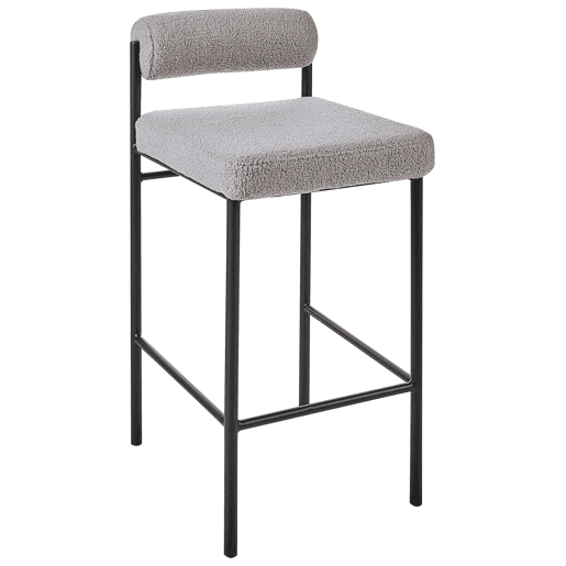 Conjunto de 2 bancos de bar AMAYA Bouclé Cinzento Conjunto de 2 bancos de bar AMAYA Bouclé Cinzento