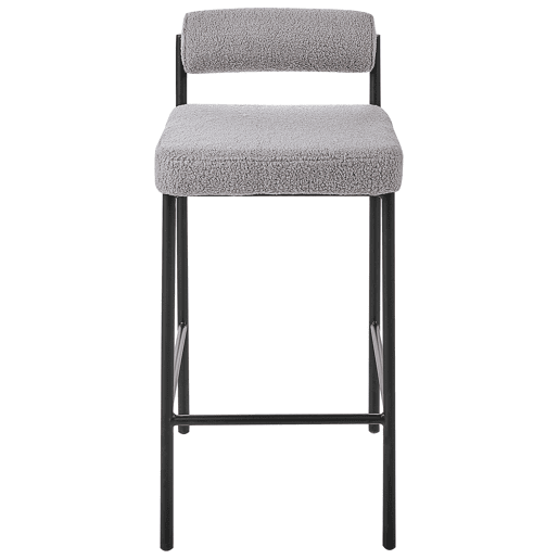 Conjunto de 2 bancos de bar AMAYA Bouclé Cinzento Conjunto de 2 bancos de bar AMAYA Bouclé Cinzento