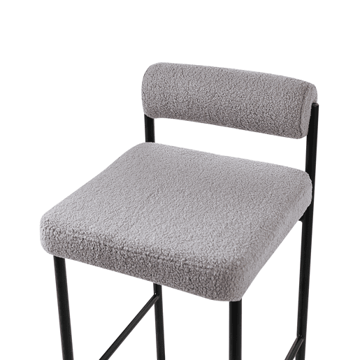 Conjunto de 2 bancos de bar AMAYA Bouclé Cinzento Conjunto de 2 bancos de bar AMAYA Bouclé Cinzento