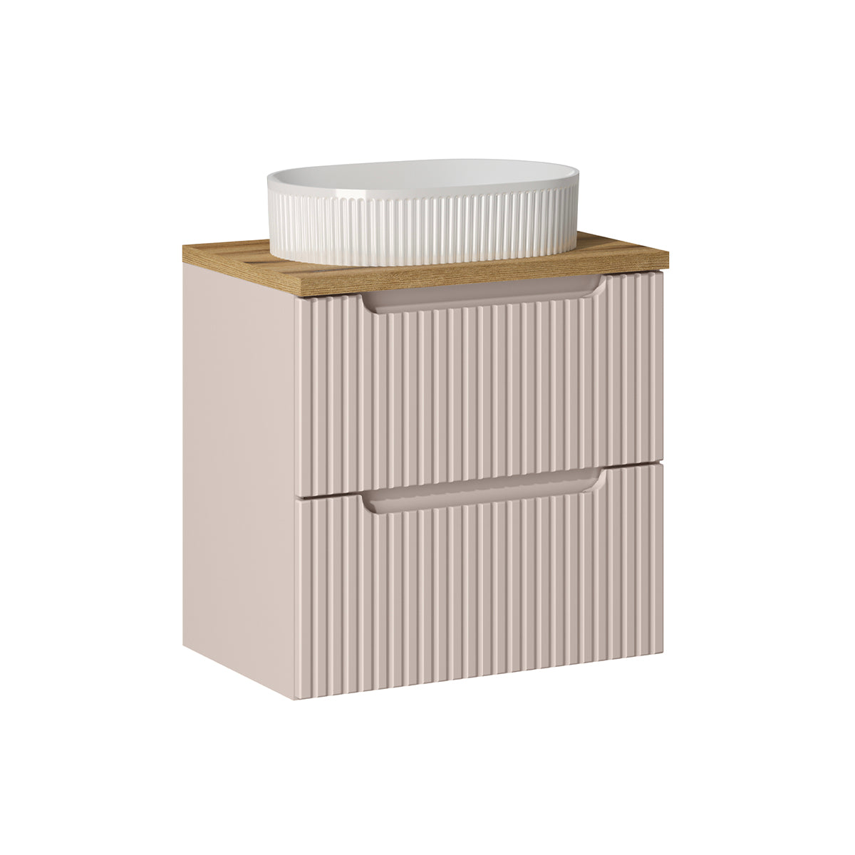 Mueble lavabo individual 60cm 2 cajones riva cachemira y madera