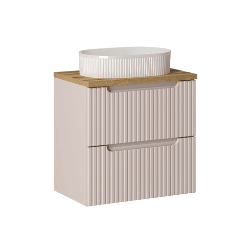 Móvel simples lavatório 60cm 2 gavetas Riva Caxemira e Madeira