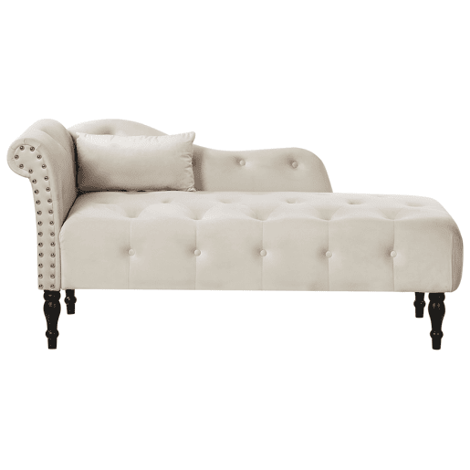 Chaise longue à esquerda IVRY Veludo Creme claro