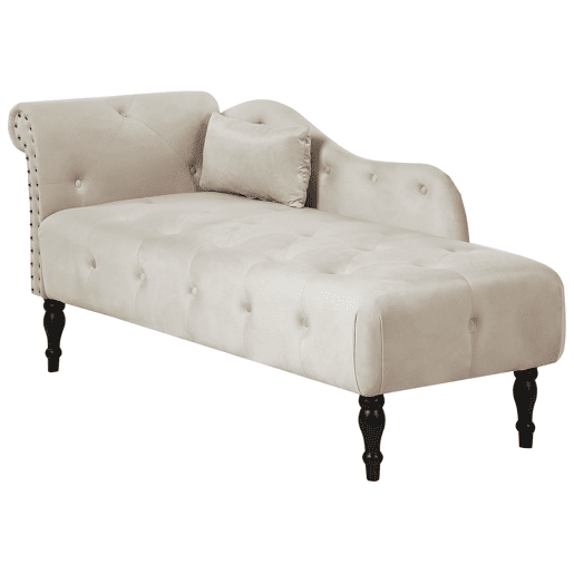 Chaise longue à esquerda IVRY Veludo Creme claro