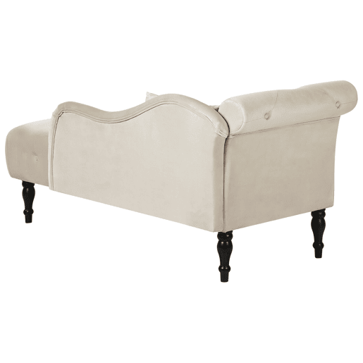 Chaise longue à esquerda IVRY Veludo Creme claro